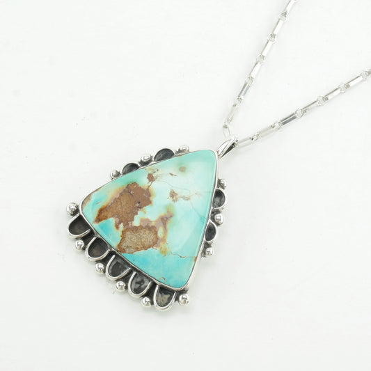 Southwest Sterling Silver Royston Turquoise Triangle Necklace