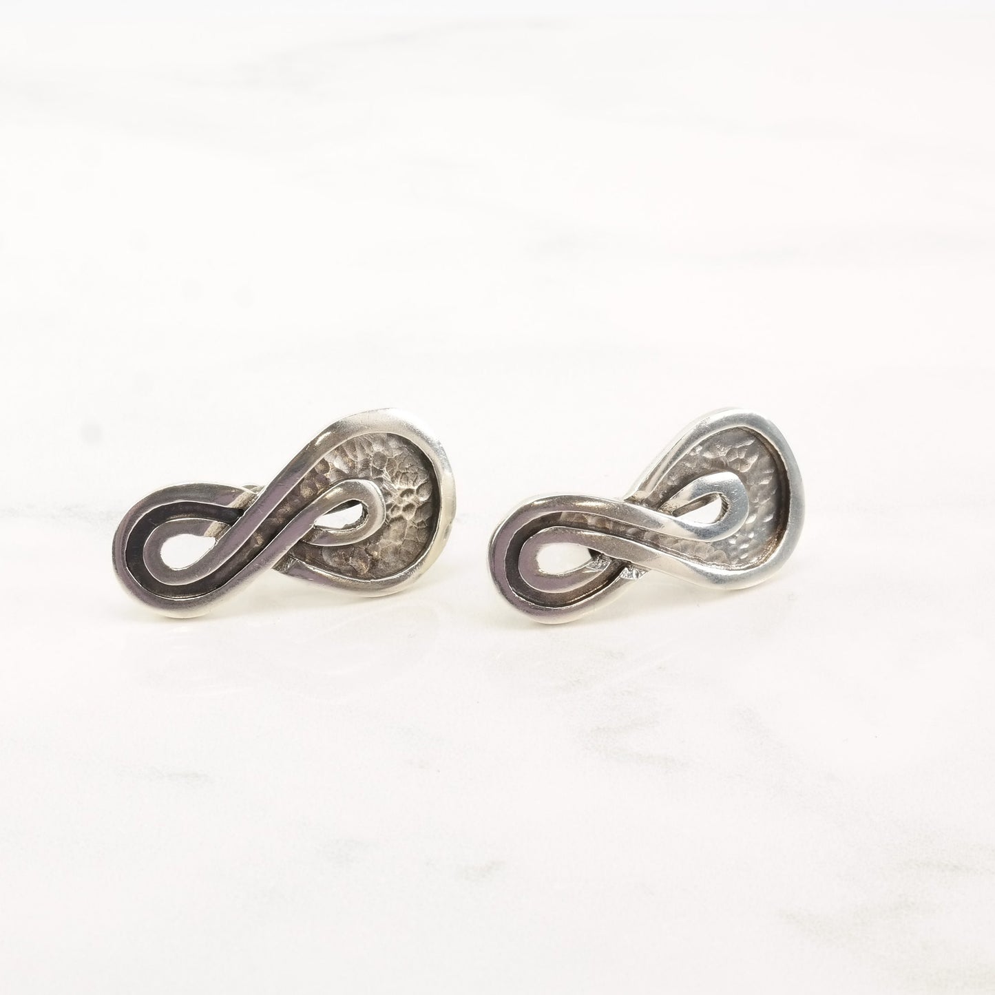 Margot de Taxco Sterling Silver 5100 Infinity Earrings Screw back