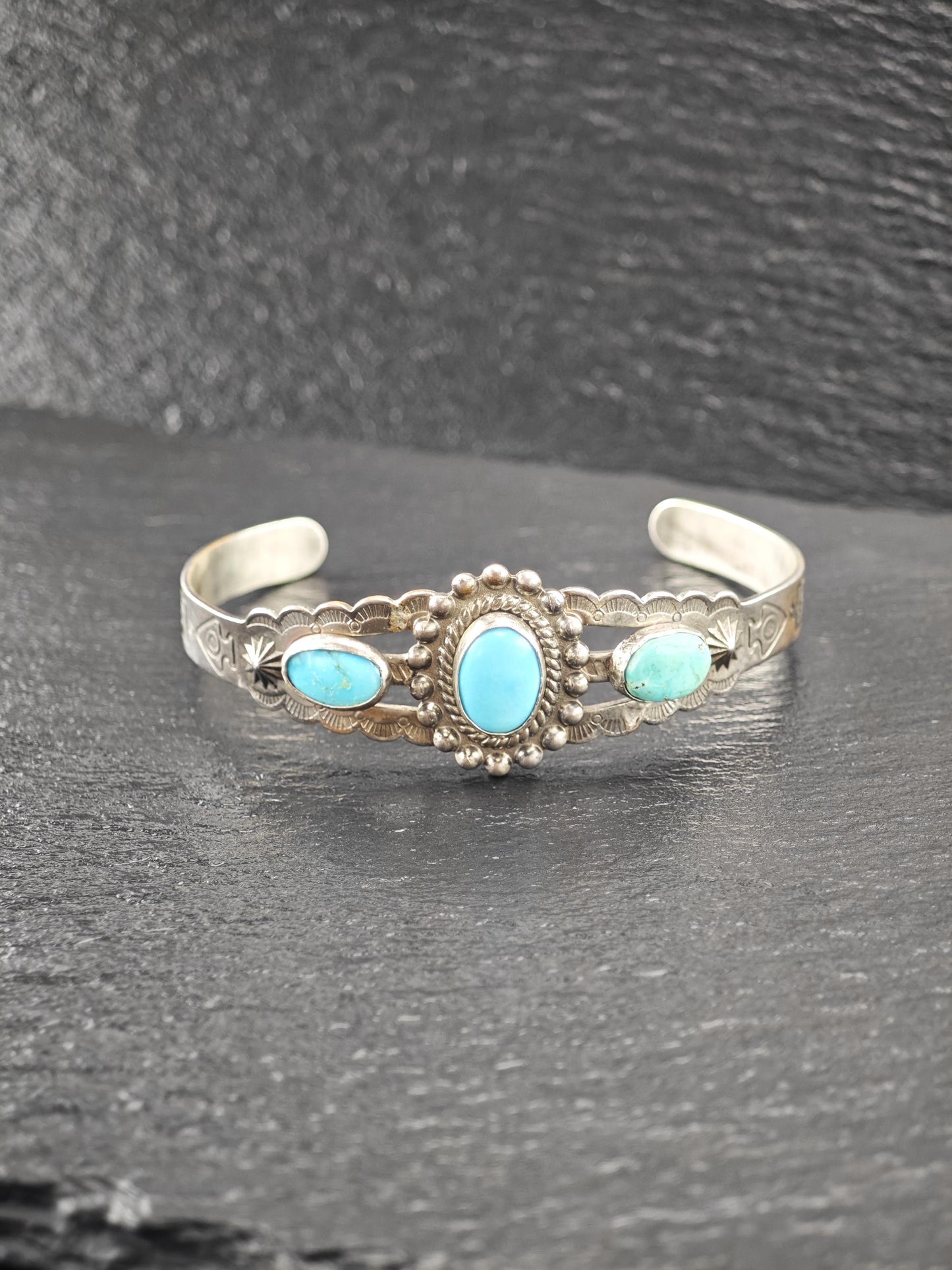 Native American, Turquoise Cuff Bracelet Sterling Silver