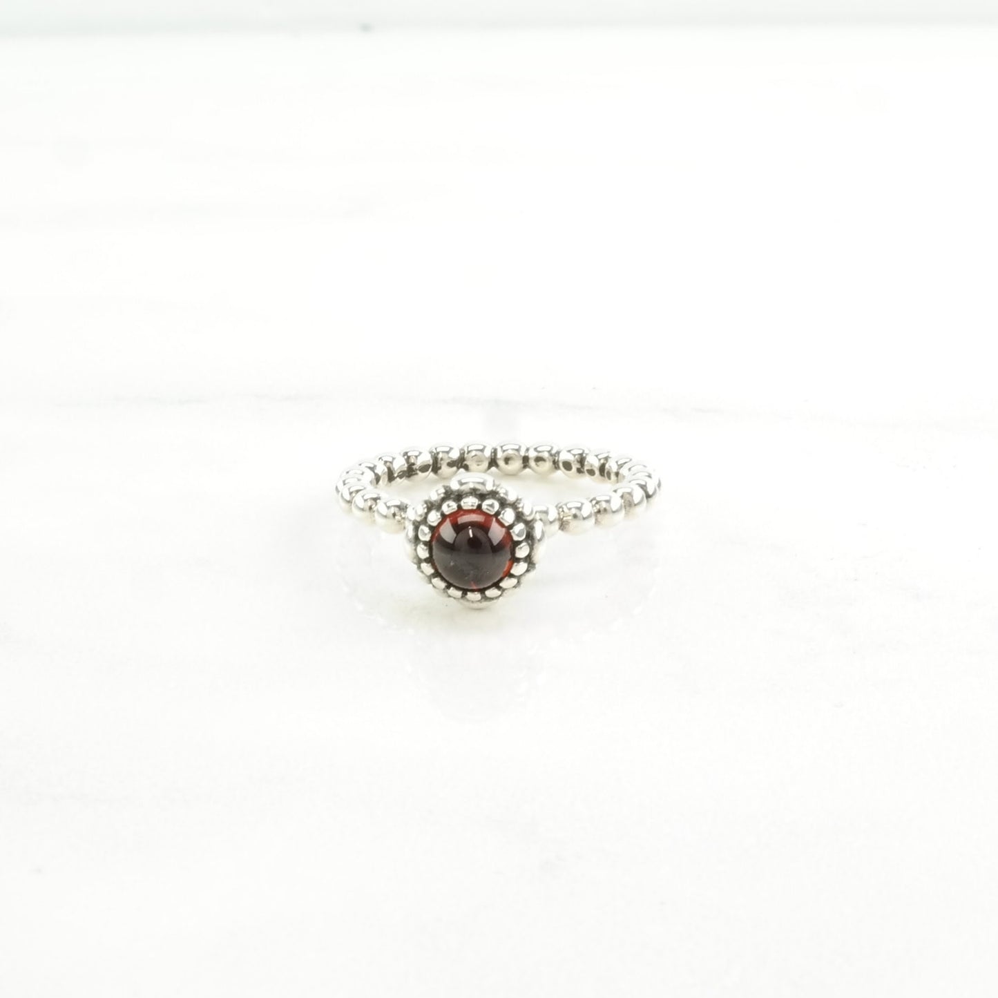 Pandora Silver Ring Garnet Stackable Sterling Red Size 5 1/4