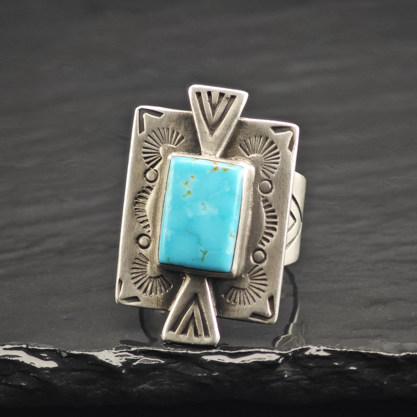 Carolyn Pollack Stamped Turquoise Sterling Silver Ring Sz 9 3/4 R6751