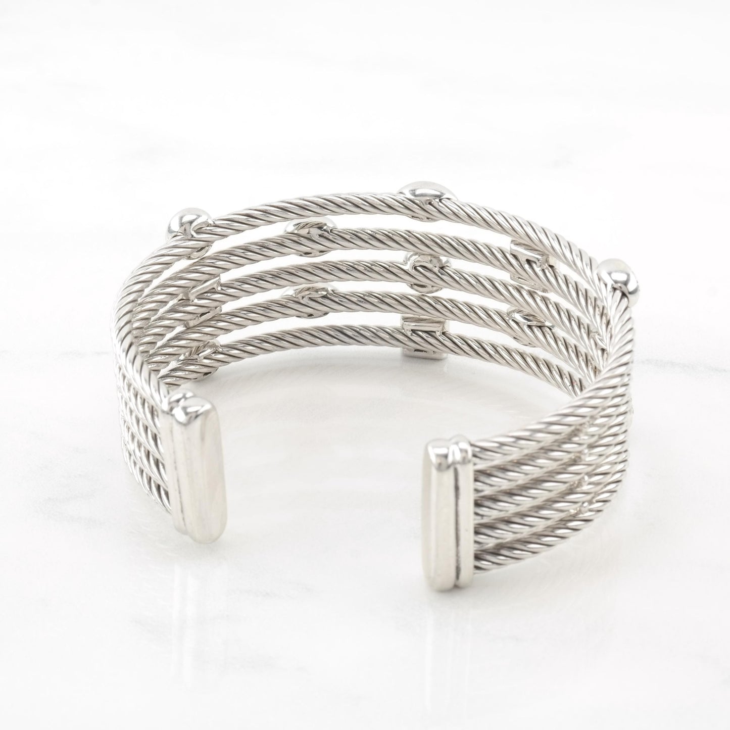 David Yurman Diamond Cuff Bracelet 5 Row Confetti Sterling Silver