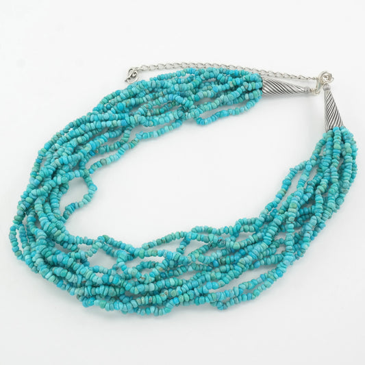 Carolyn Pollack Blue Turquoise Bead, Multi Strand Necklace Sterling Silver