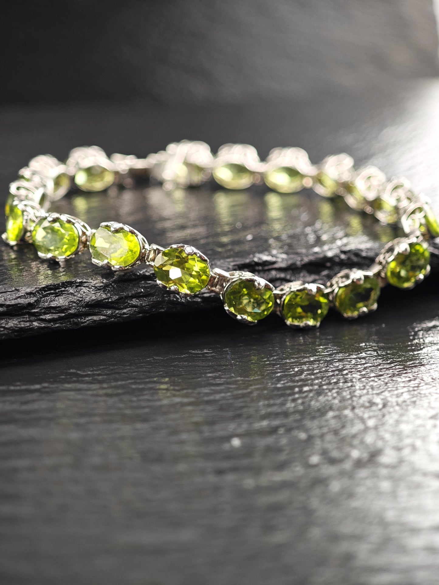 Vintage Natural Peridot Bracelet Sterling Silver