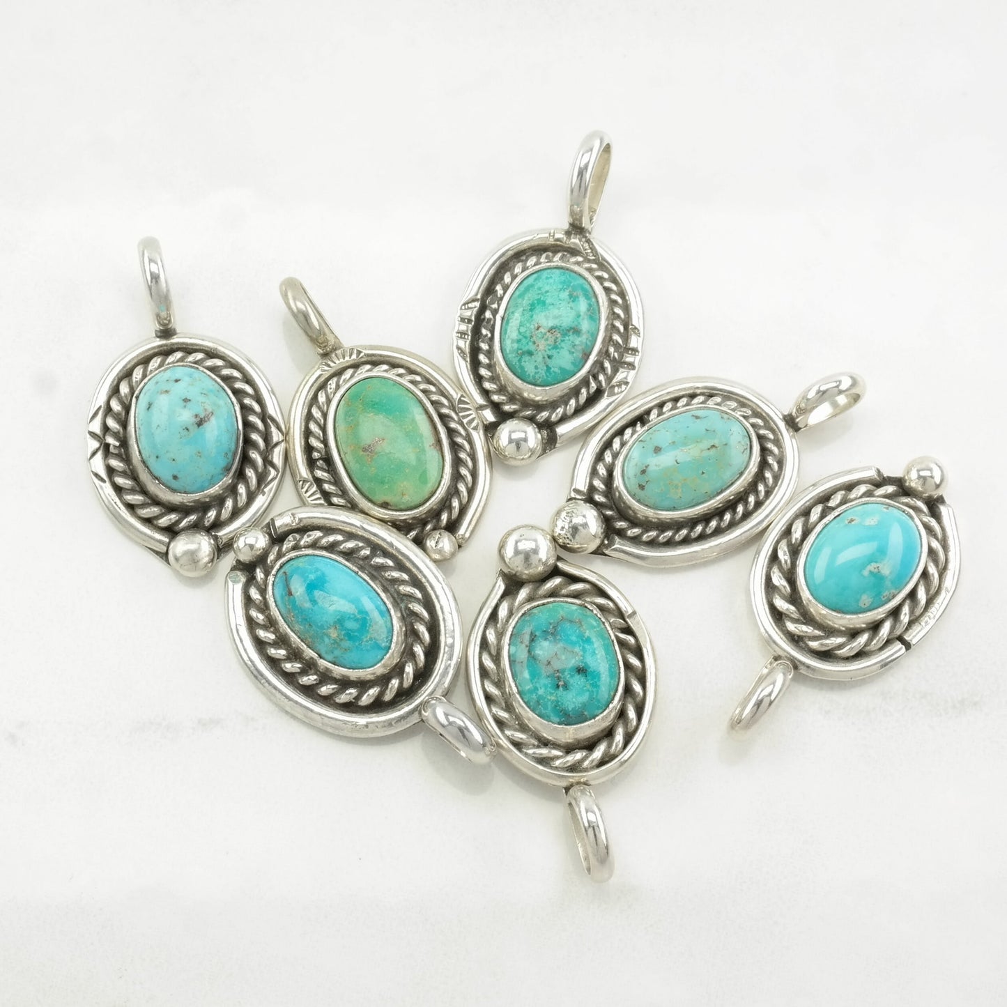 Native American Turquoise Oval Sterling Silver Pendant