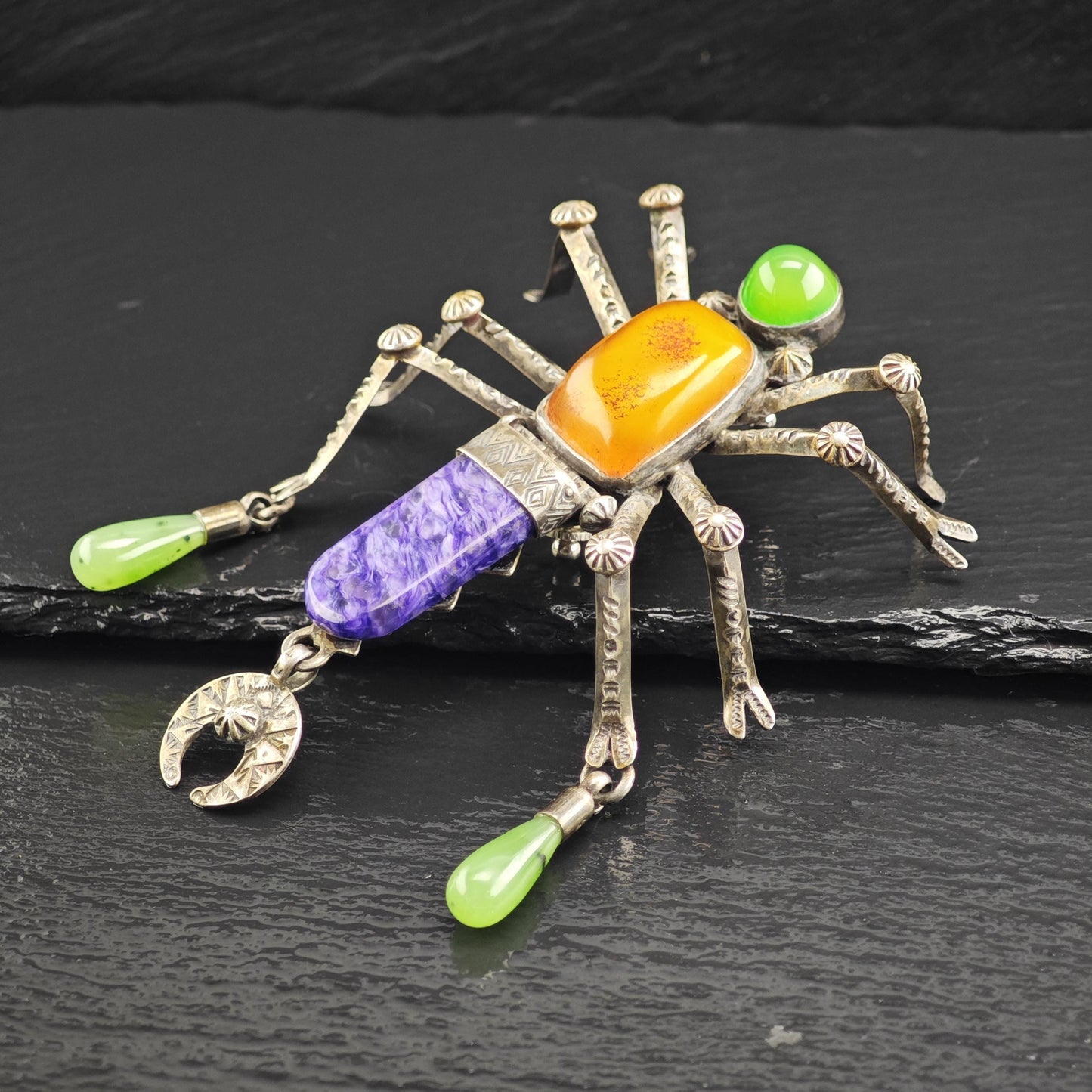 Large Spider Pin by Melanie Deluca, Sterling Silver