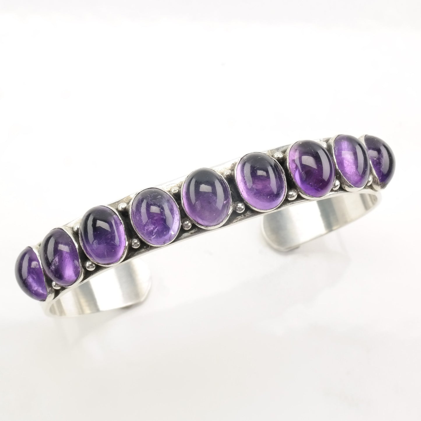 Toadlena Sterling Silver Amethyst Cluster Cuff Bracelet