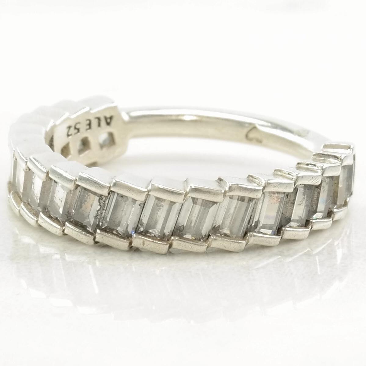 Pandora Silver Ring Reflective Stone Band Sterling Sz6 1/4 R4620