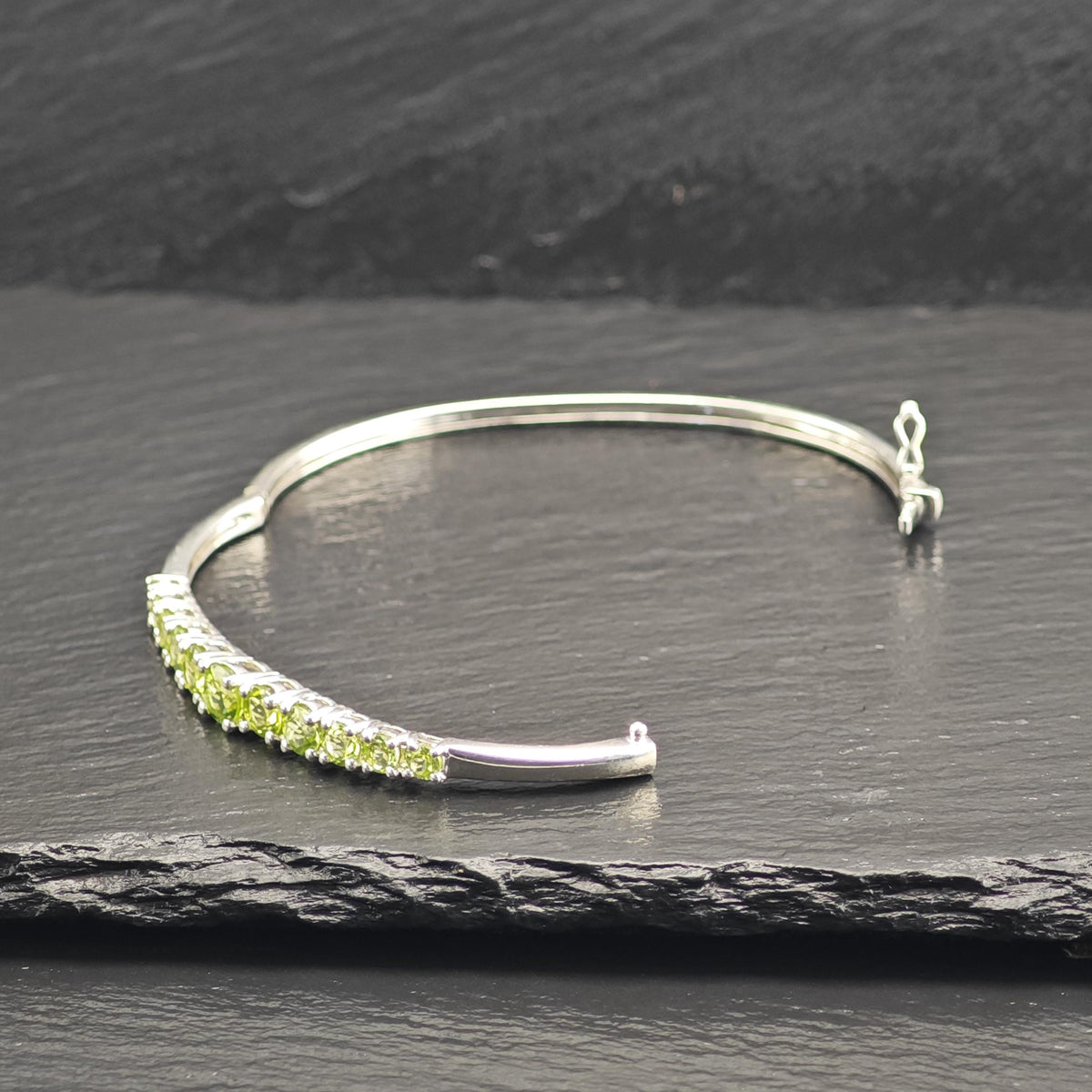 Choice of Garnet & Peridot Sterling Silver Bangles Sz 7 1/4" BR3129