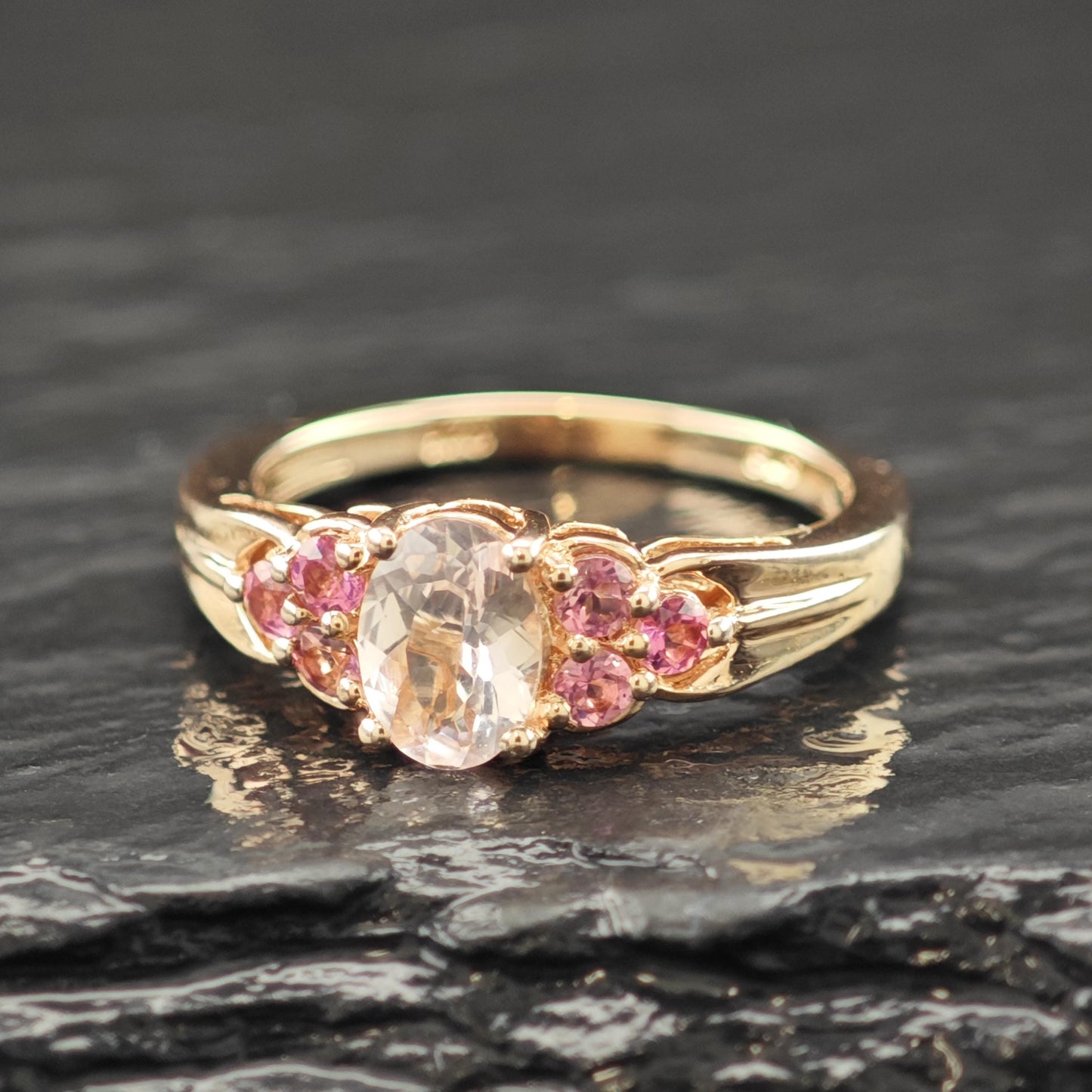 Natural Pink Garnet Rose Gold Plated Ring Sterling Silver Sz 6 R6172