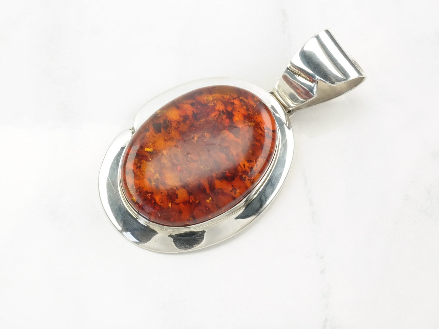 Vintage DTR Baltic Amber Sterling Silver Pendant