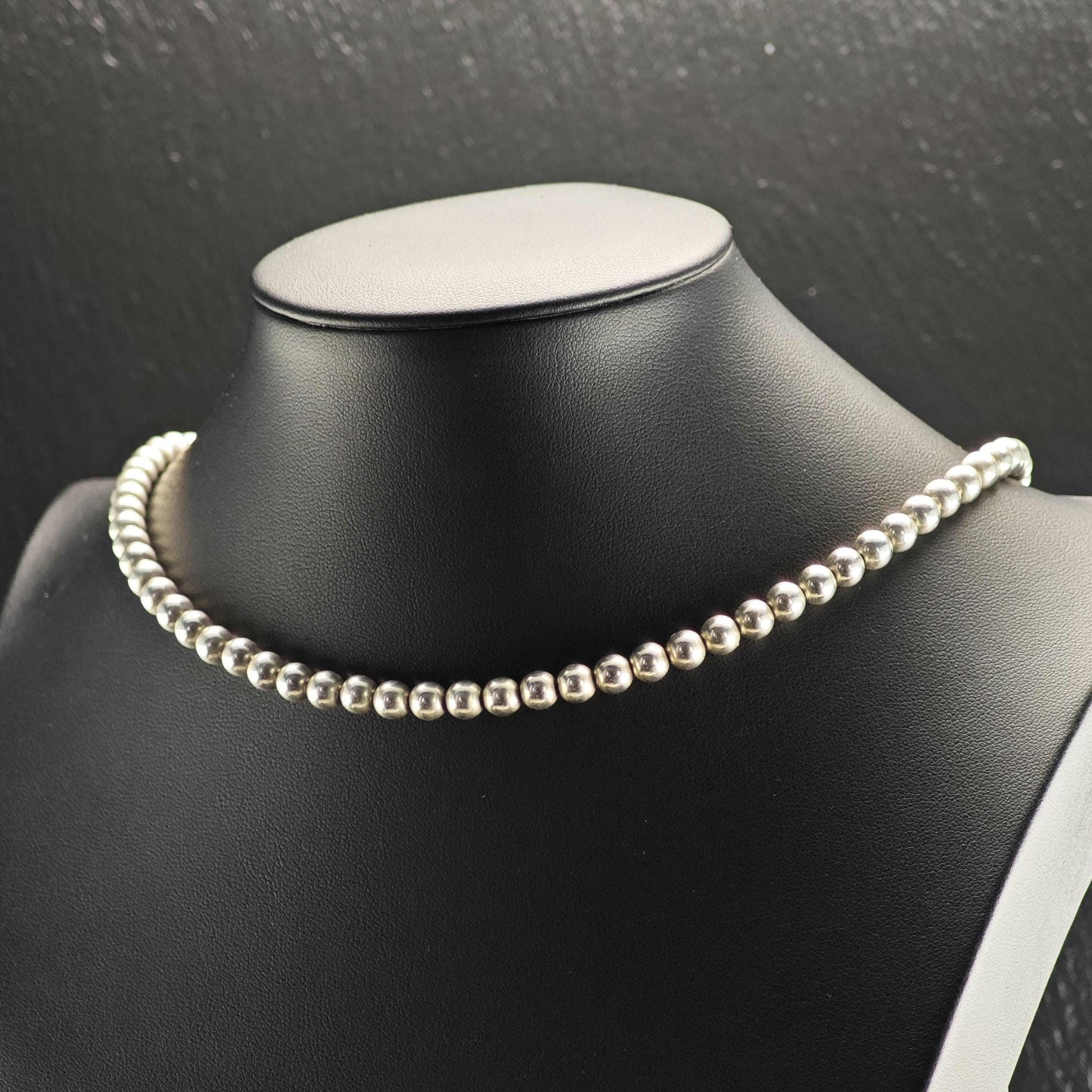 6mm Seamless Beads Sterling Silver Beaded Necklace N2771