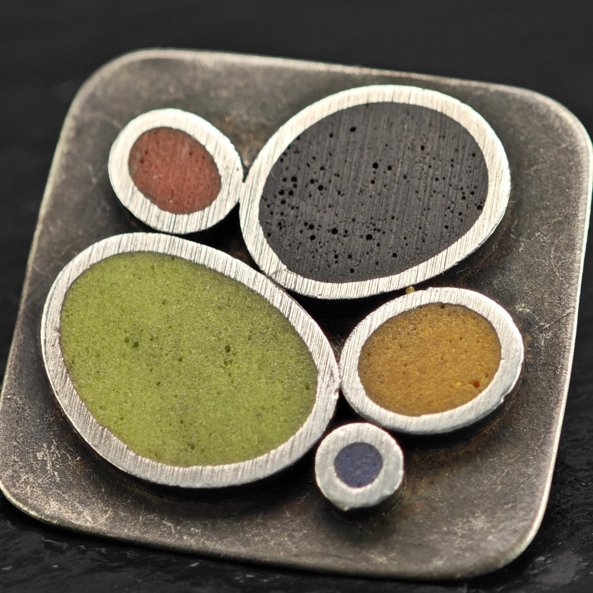 Multicolor Artist Resin Inlay Stud Sterling Silver Earrings ER3229