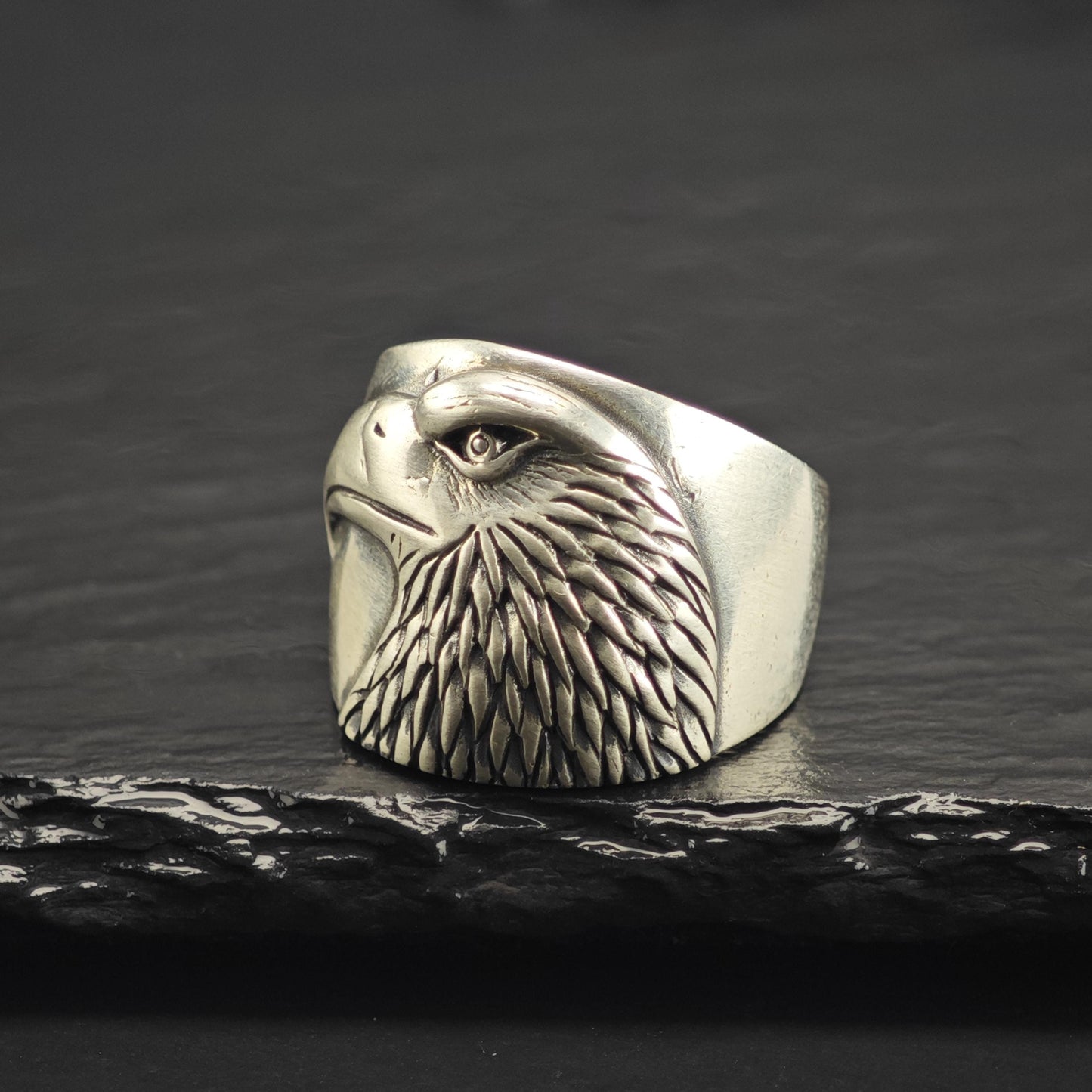 Eagle Head Biker Sterling Silver Ring Sz 10 1/2 R6750