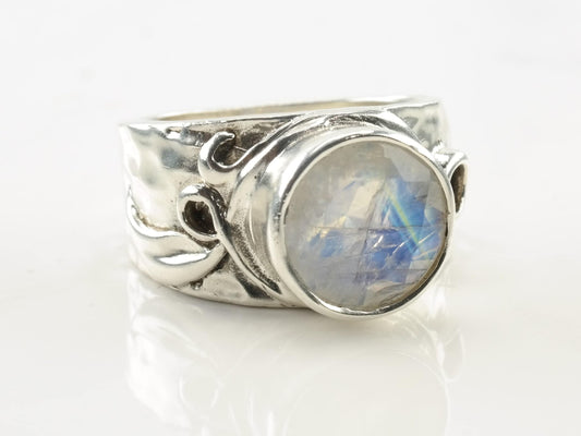 Designer Silver Ring Moonstone Sterling Size 7 1/4