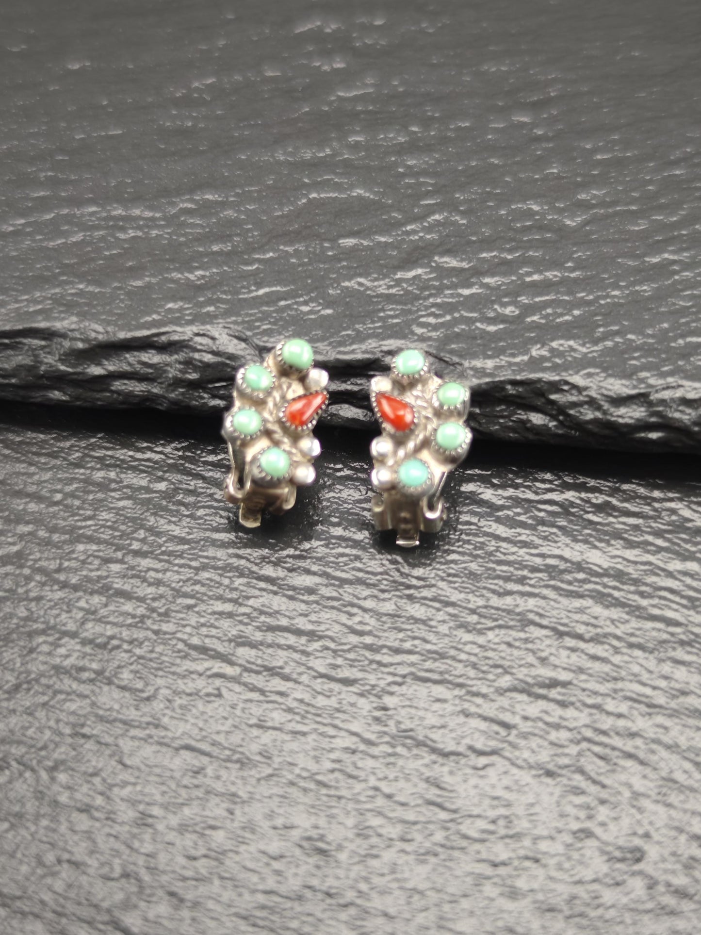 Choice of Native American, Zuni Clip On Earrings Sterling Silver