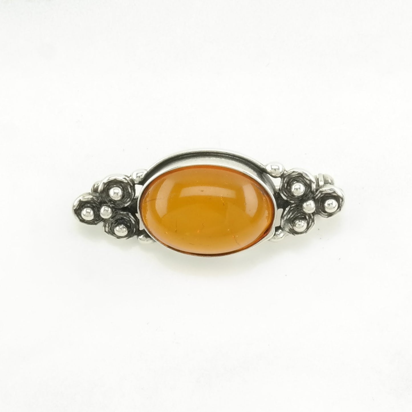 Choice: Sterling Silver Brooch Orange Baltic Amber