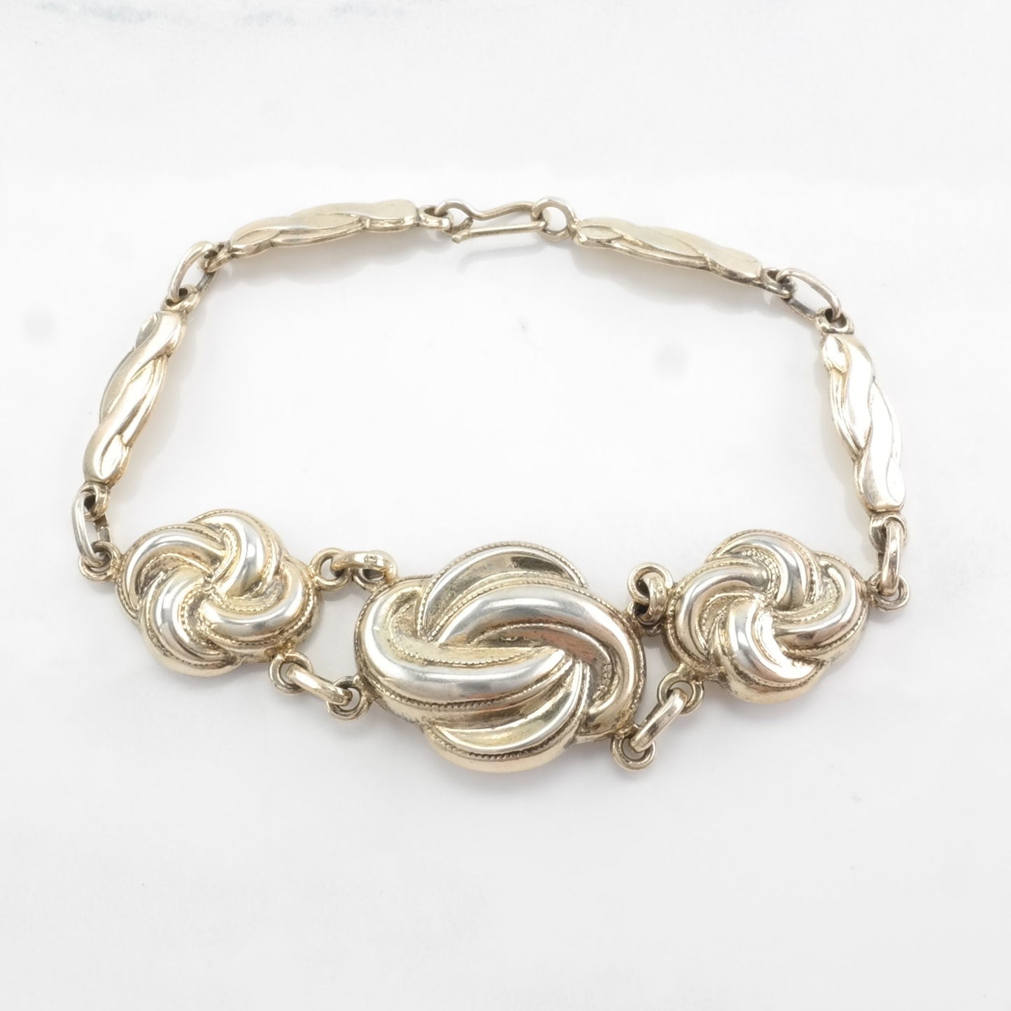 Victorian Love Knot Gold Gilded 800 Sterling Silver Link Bracelet