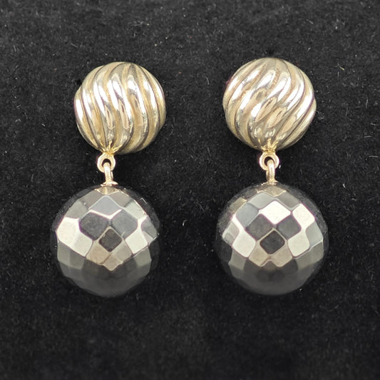 Vintage David Yurman Dark Gray Hematite Sterling Silver Stud Earrings