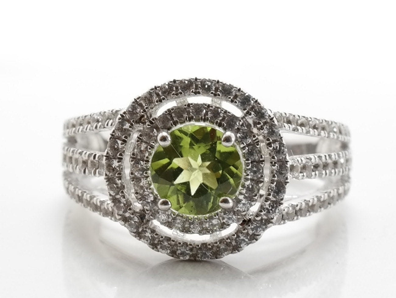 Vintage Sterling Silver Ring Peridot White Topaz Size 7