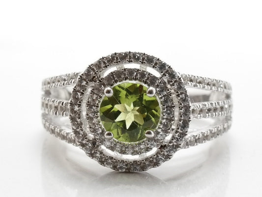 Sterling Silver Ring Peridot White Topaz Size 7