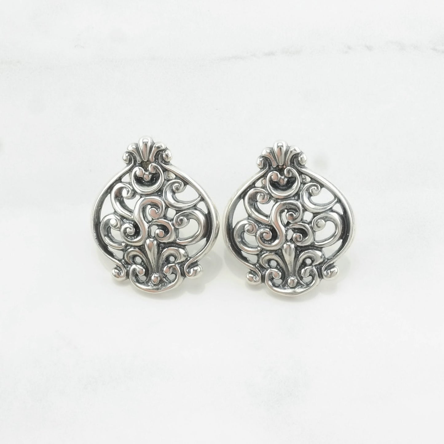 Vintage Sterling Silver Stud Earrings Carolyn Pollack Scroll