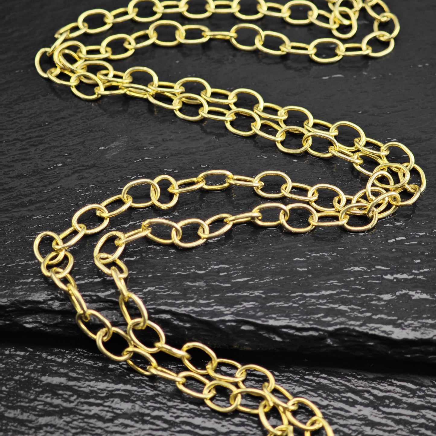 Gold Plated Oval Chain Sterling Silver Necklace N2754