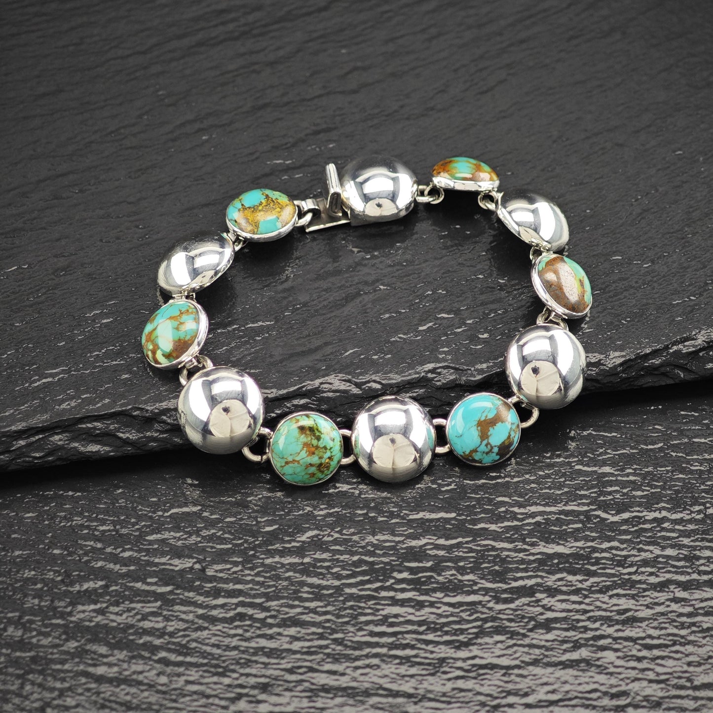Mexico Turquoise Modernist Bracelet Sterling Silver
