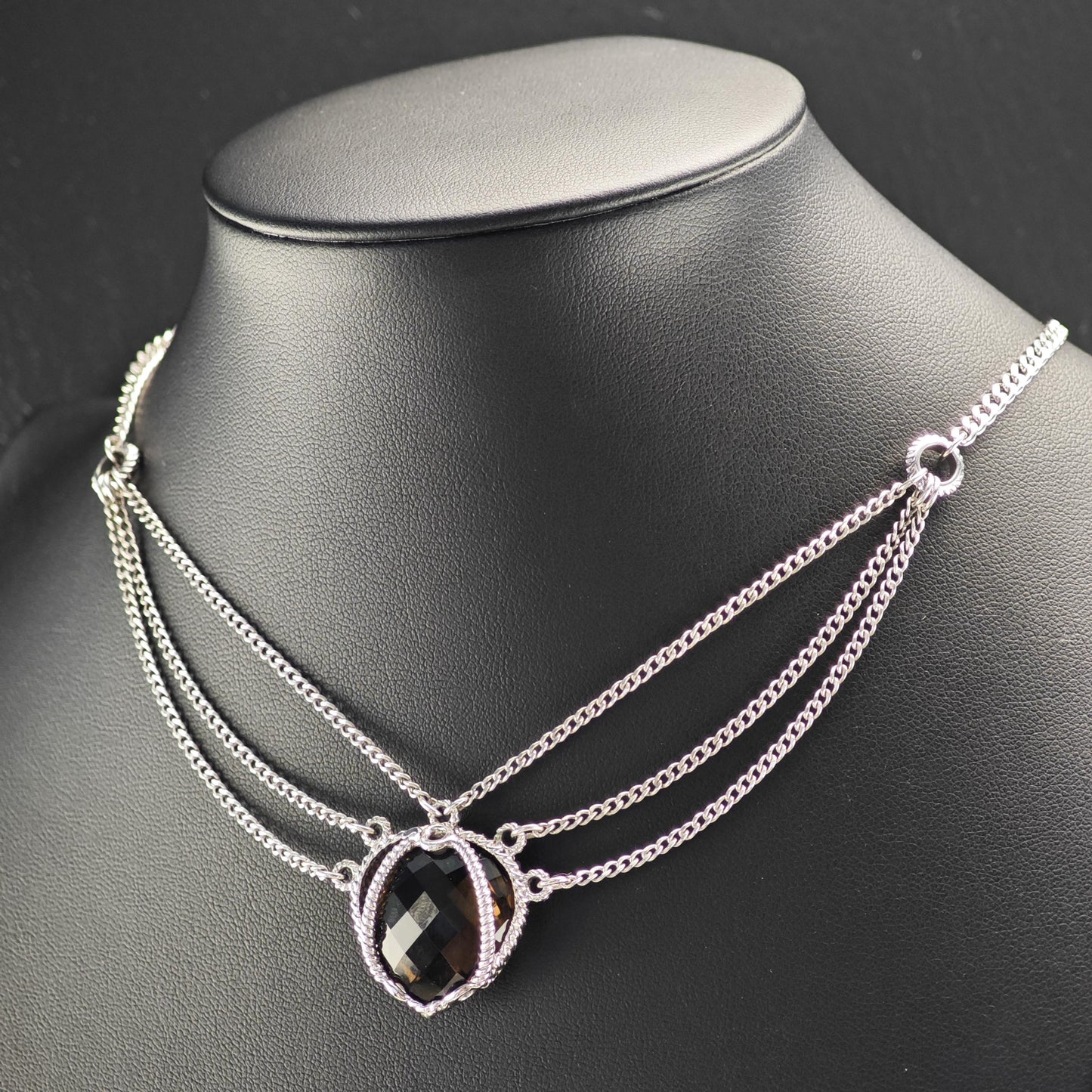 Anthony Nak Smoky Quartz, Heart Sterling Silver Necklace N2736
