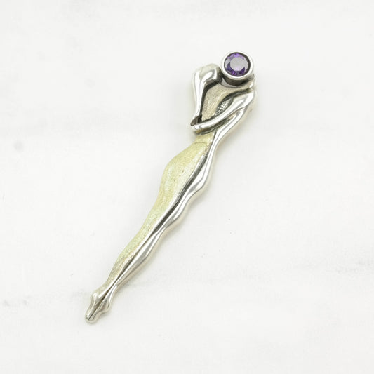 Vintage Corundum Enamel Sterling Silver Pendant P2232