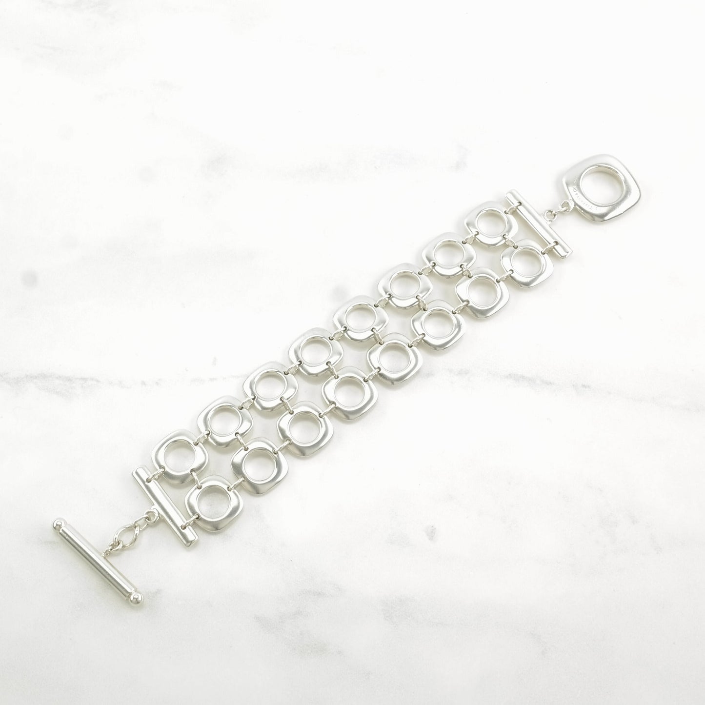 Tiffany & Co. Sterling Silver Link Bracelet Double Cushion