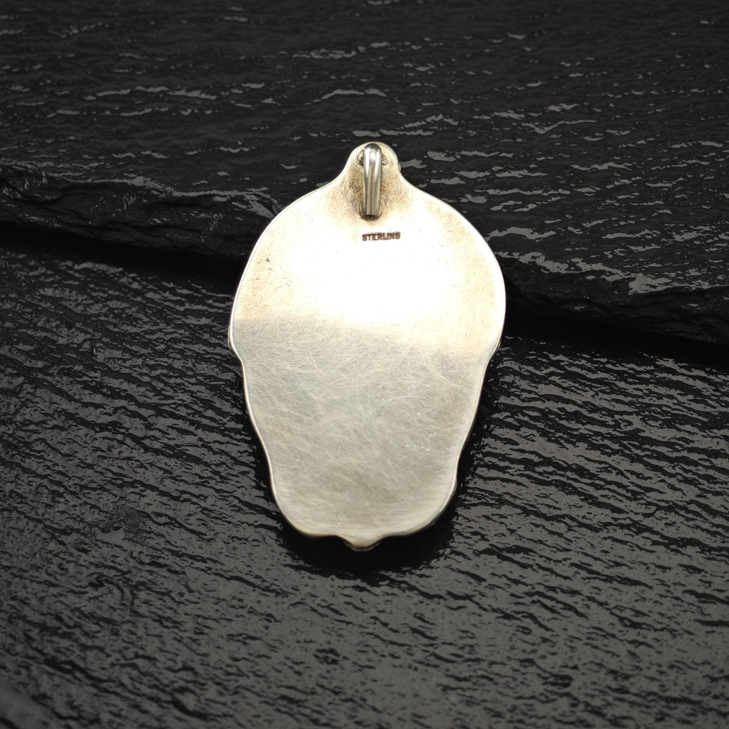Native Treated Turquoise Floral Pendant Sterling Silver P2797
