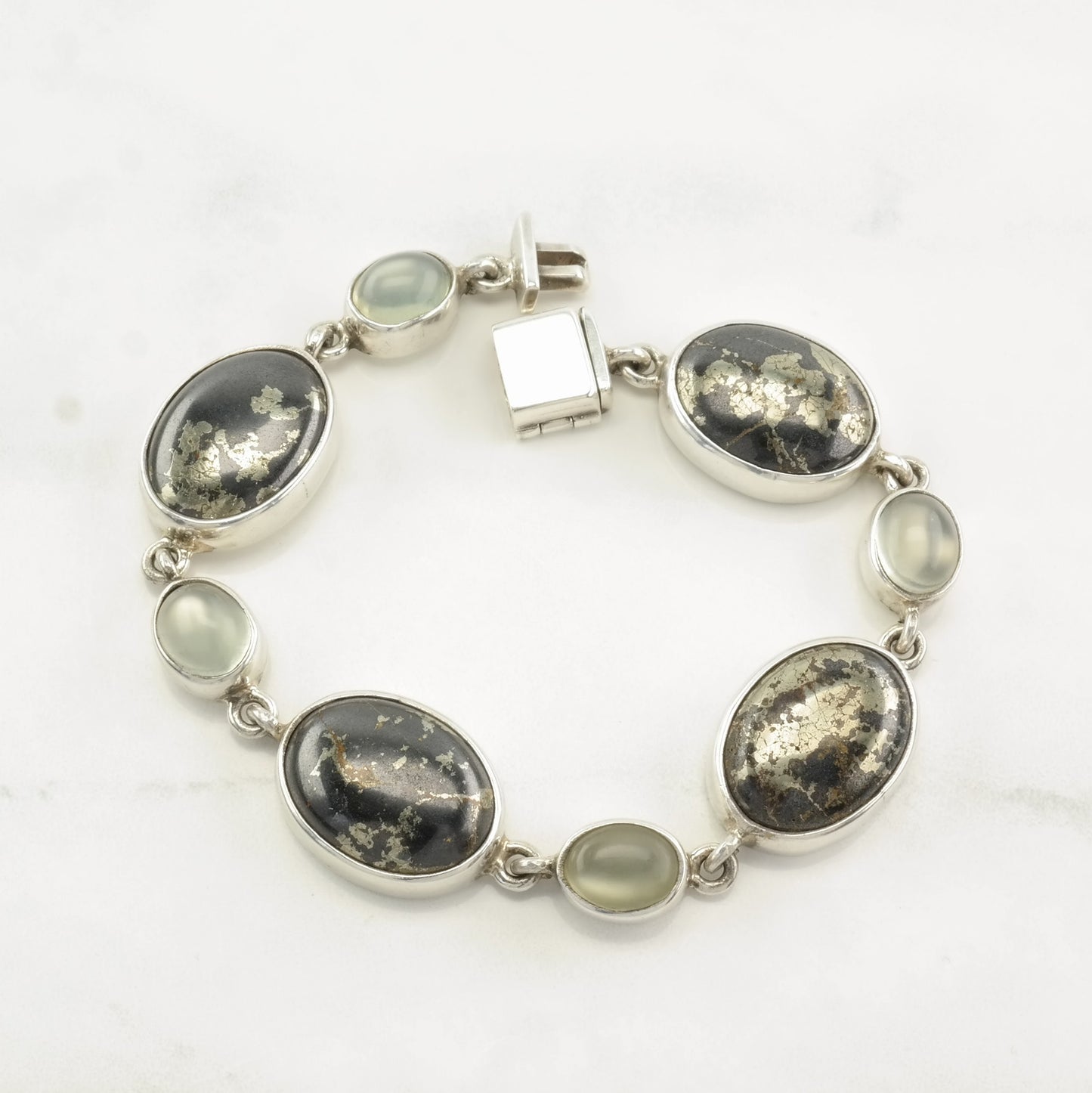 Designer Sterling Silver Link Bracelet Gemstone, Moonstone