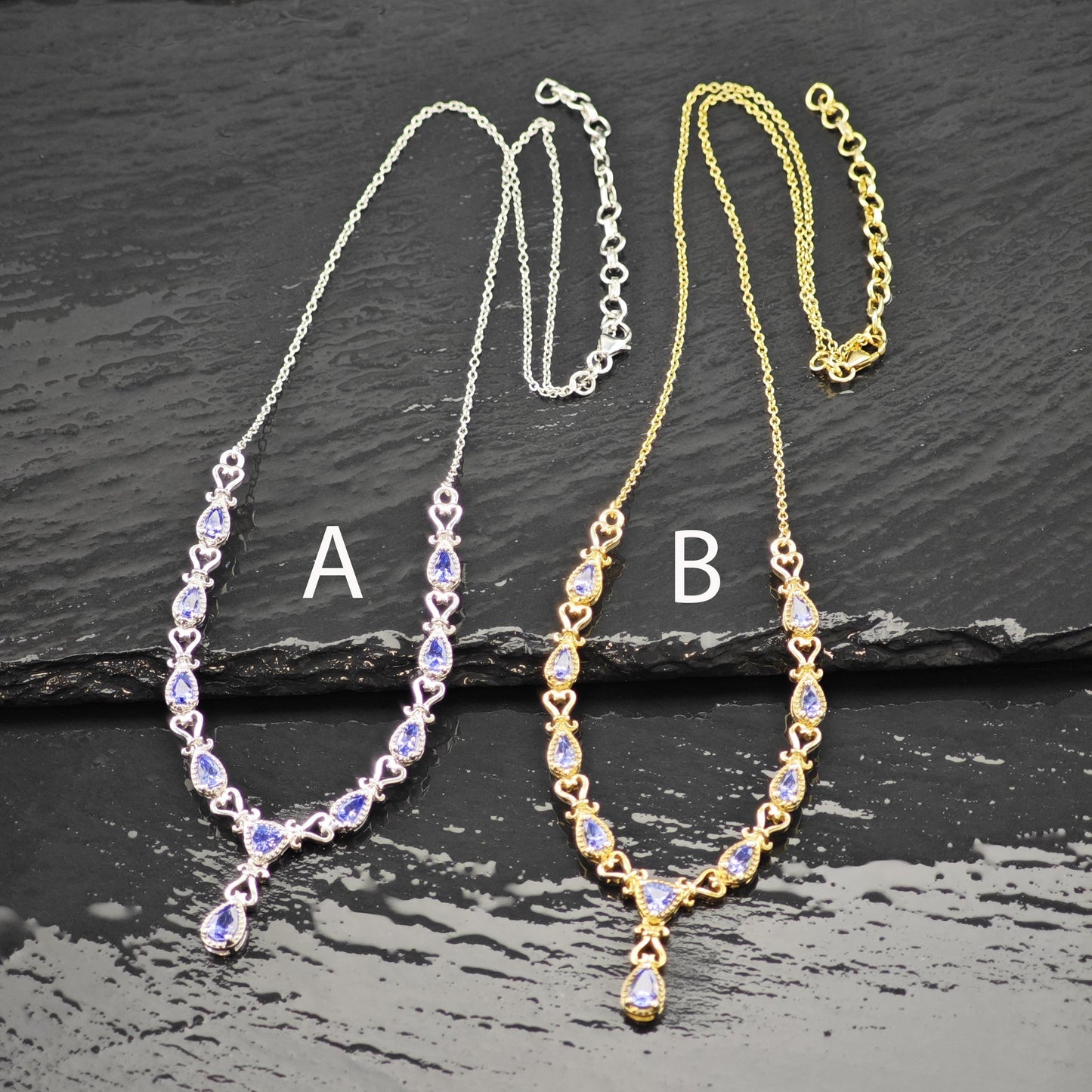 Choice of Sterling Silver Gold Plated Tanzanite Necklace N2653