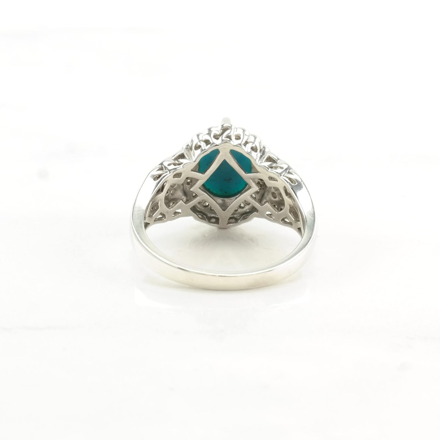 Sterling Silver Ring Turquoise Diamond Blue Size 7