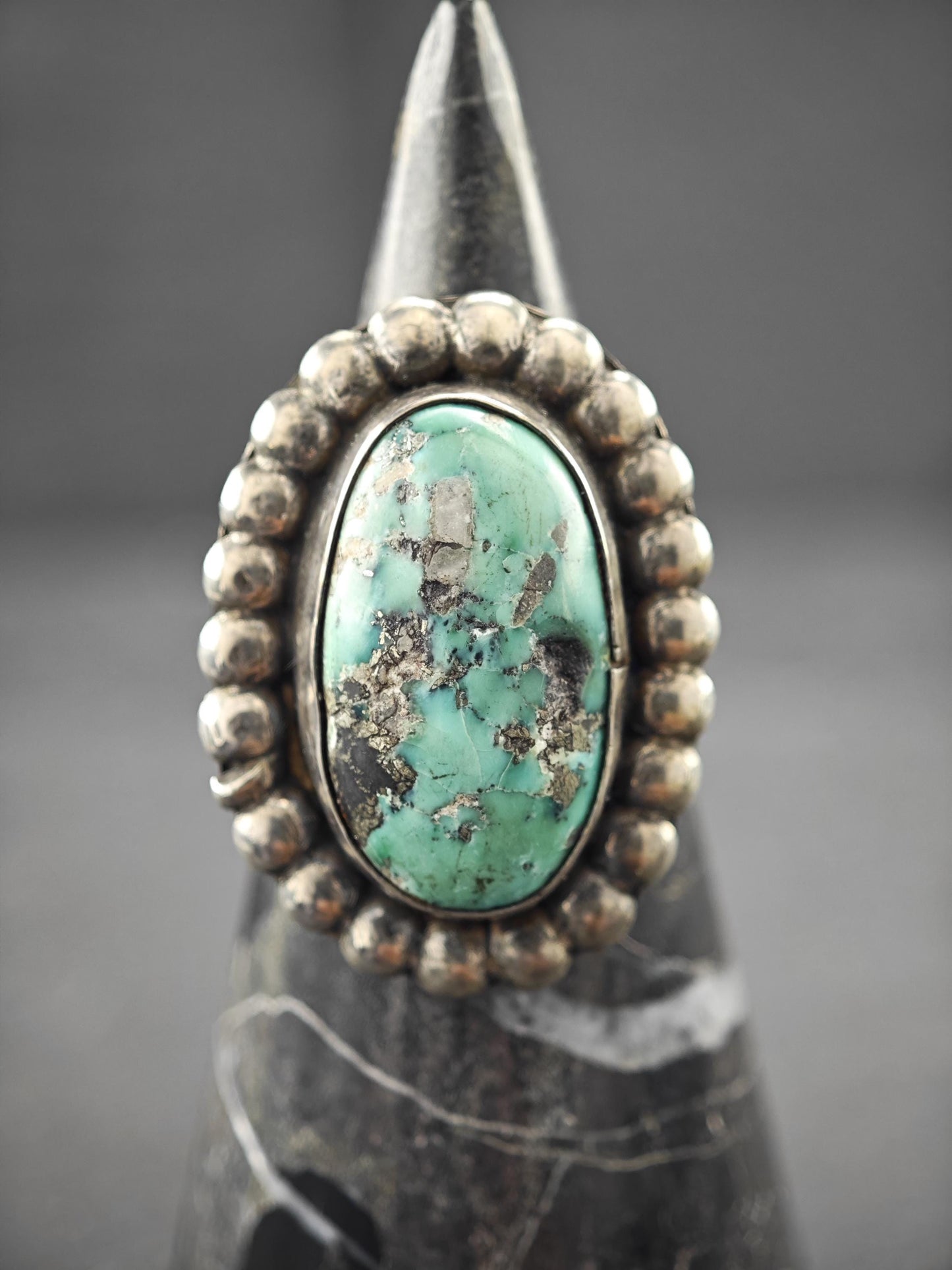 Vintage Southwest Ring Turquoise Sterling Silver Size 7 3/4