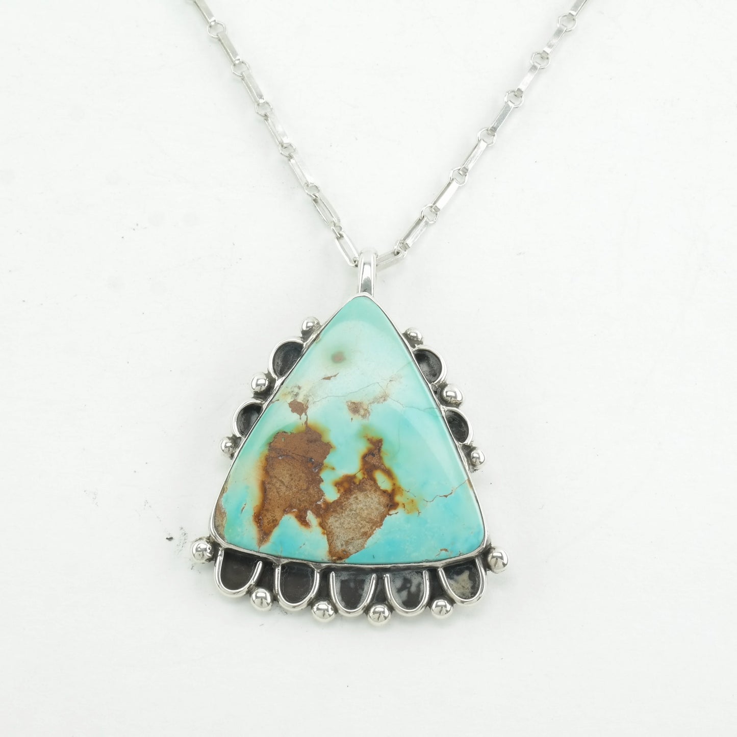 Southwest Sterling Silver Royston Turquoise Triangle Necklace