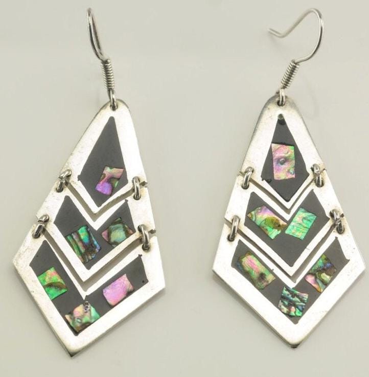 Sterling Silver Pyramid Abalone Shell Earrings