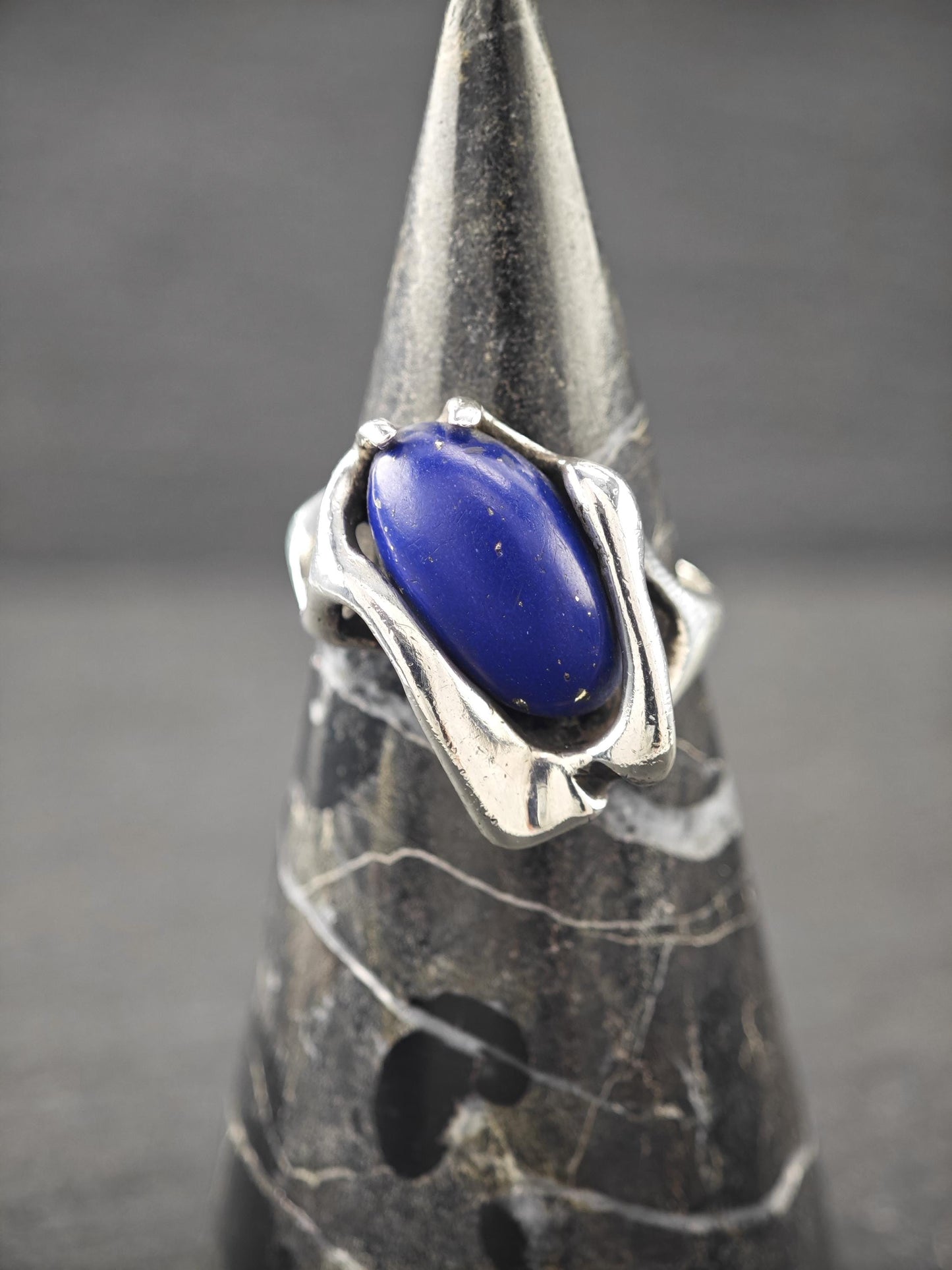 Vintage Abstract, Lapis Ring Sterling Silver