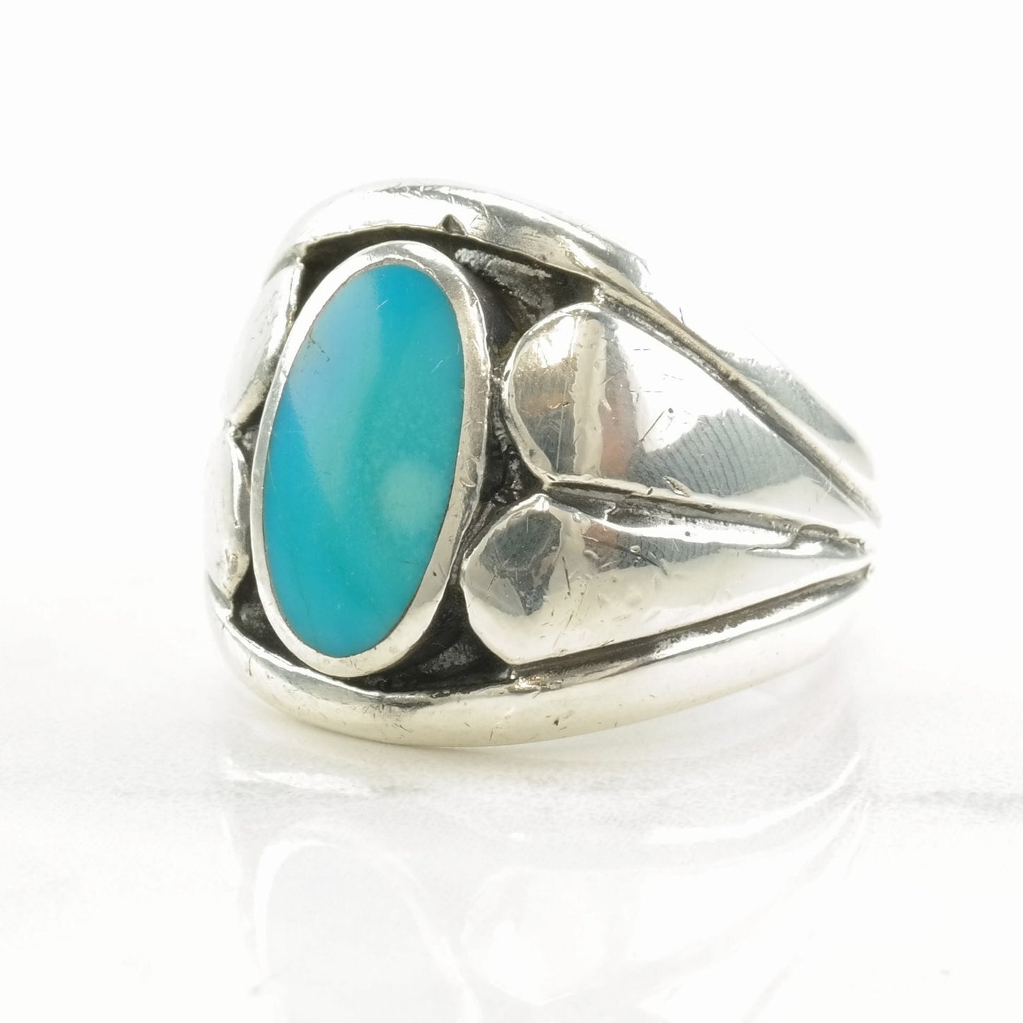 Native American Silver Ring Turquoise Sterling Size 12 1/4