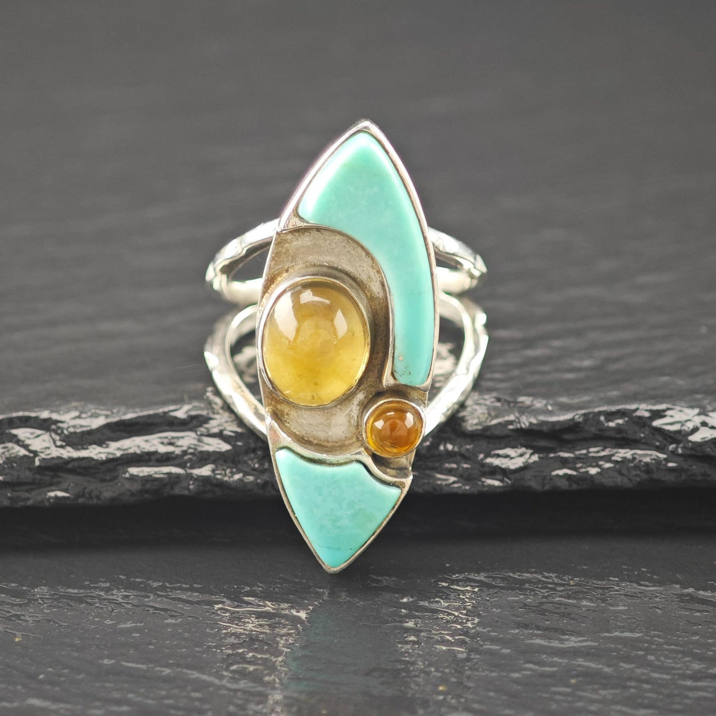 DTR Jay King Turquoise, Citrine Ring Sterling Silver