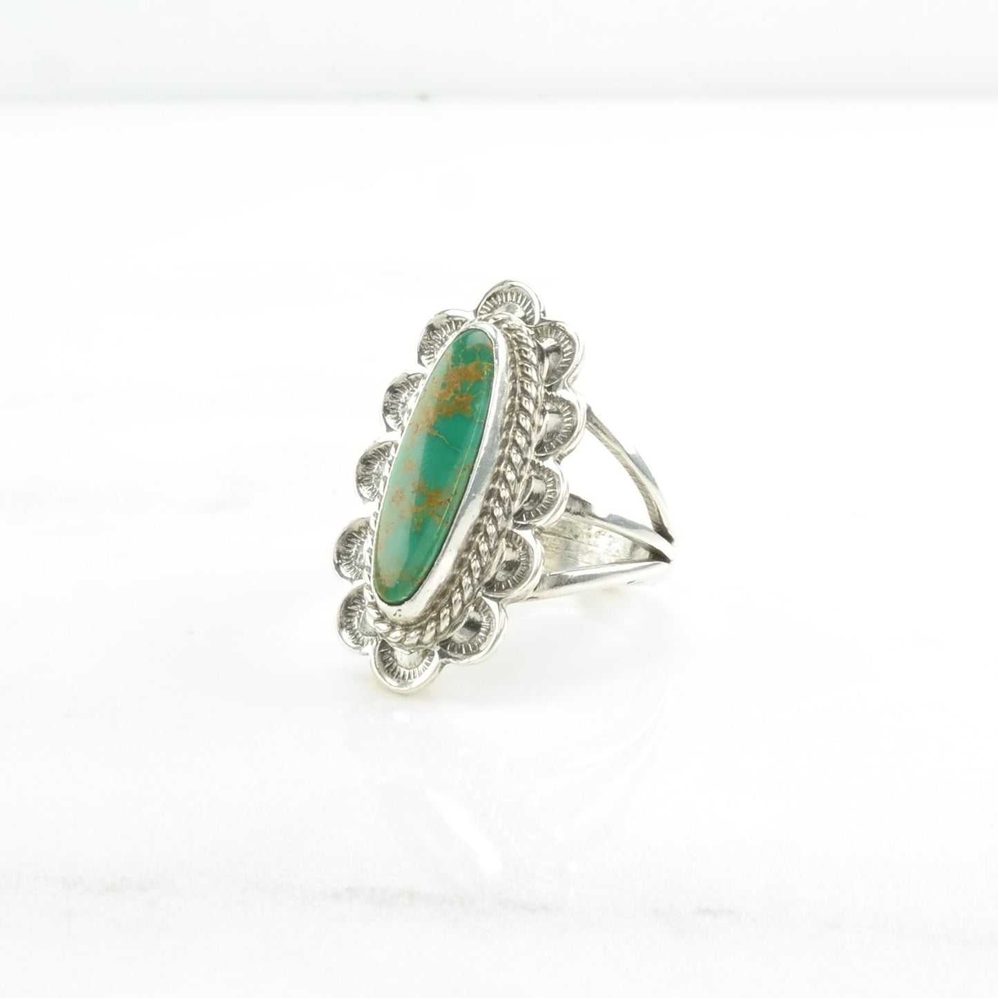 Vintage Native American Silver Ring Turquoise Royston Sterling Blue, Green Size 6 3/4