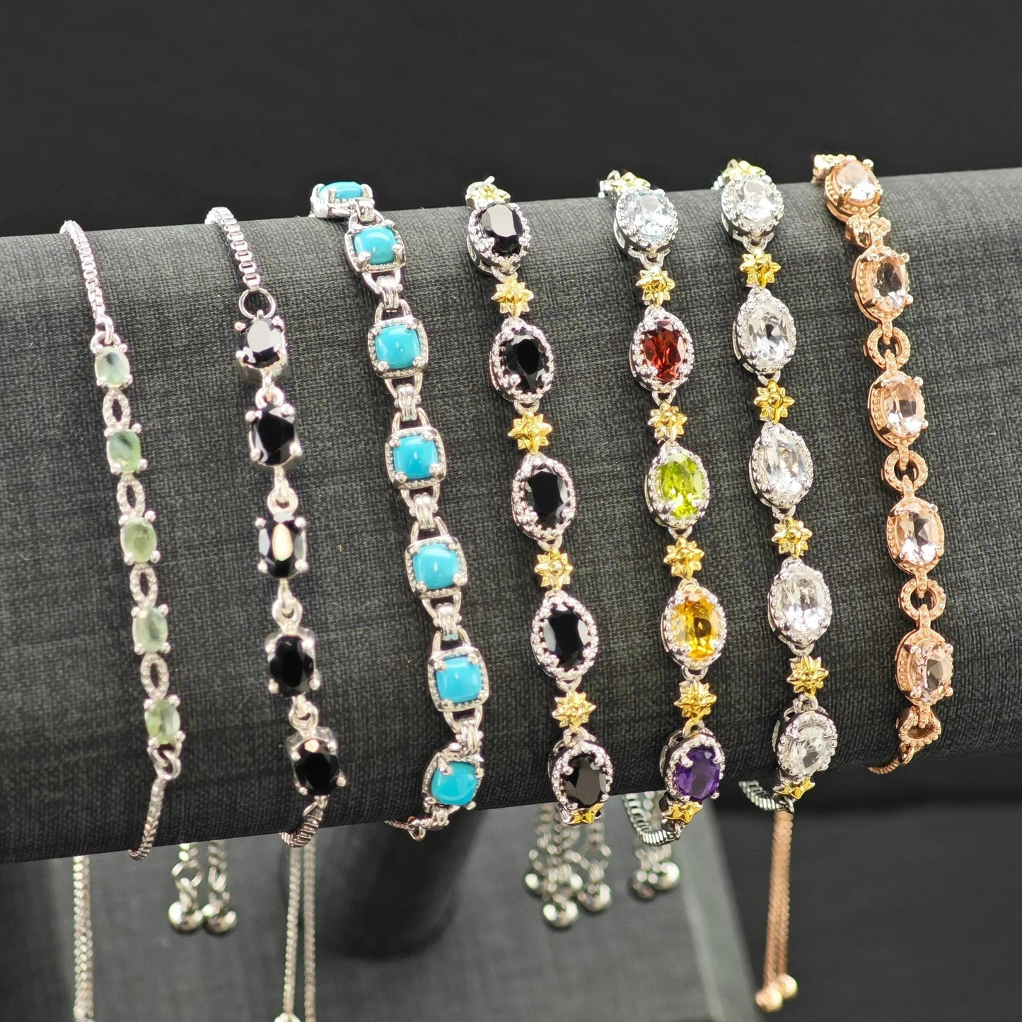 Choice of Bolo Gemstone Bracelets Sterling Silver