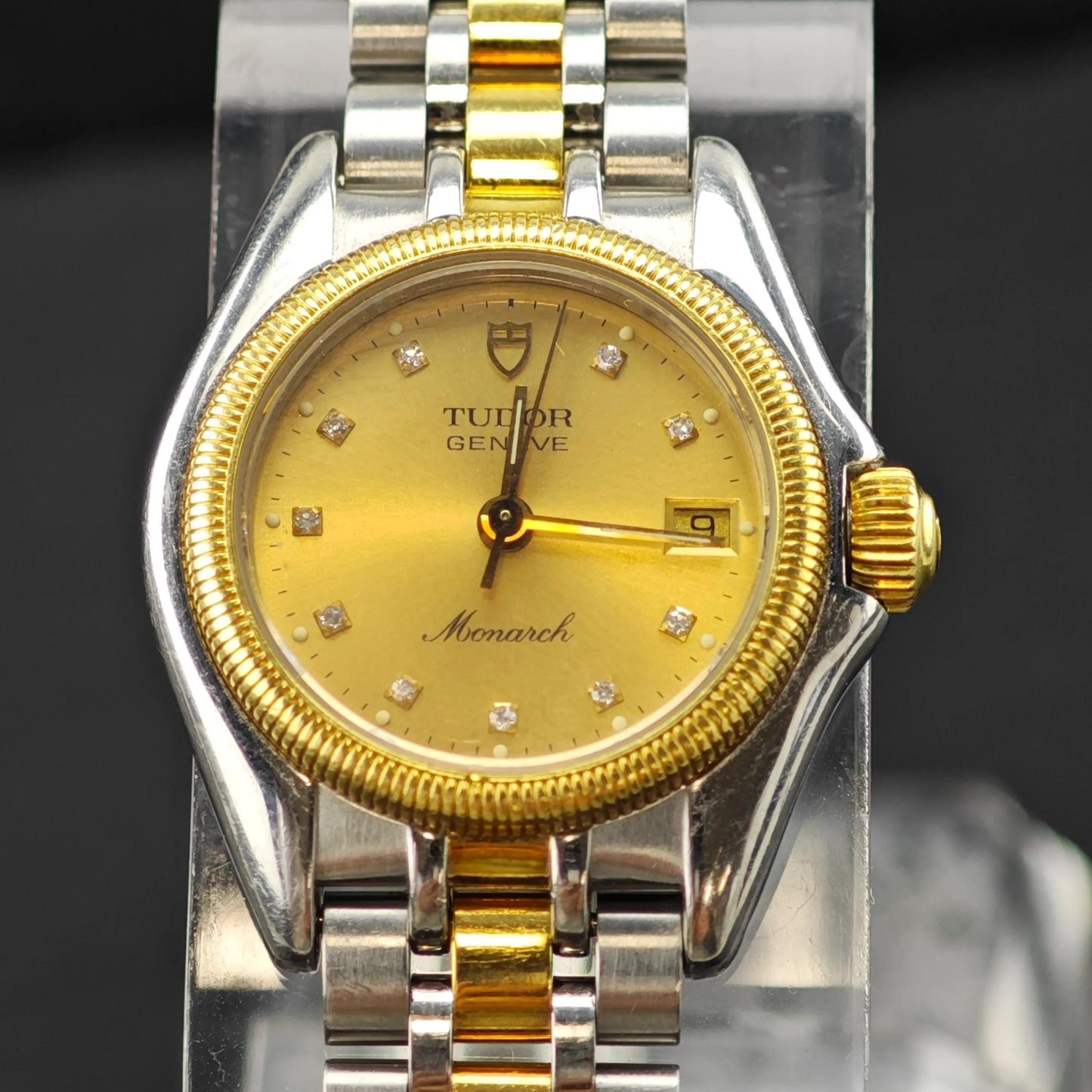 Vintage Tudor Monarch Diamond Dial Wristwatch 27mm, Stainless & 18K Gold