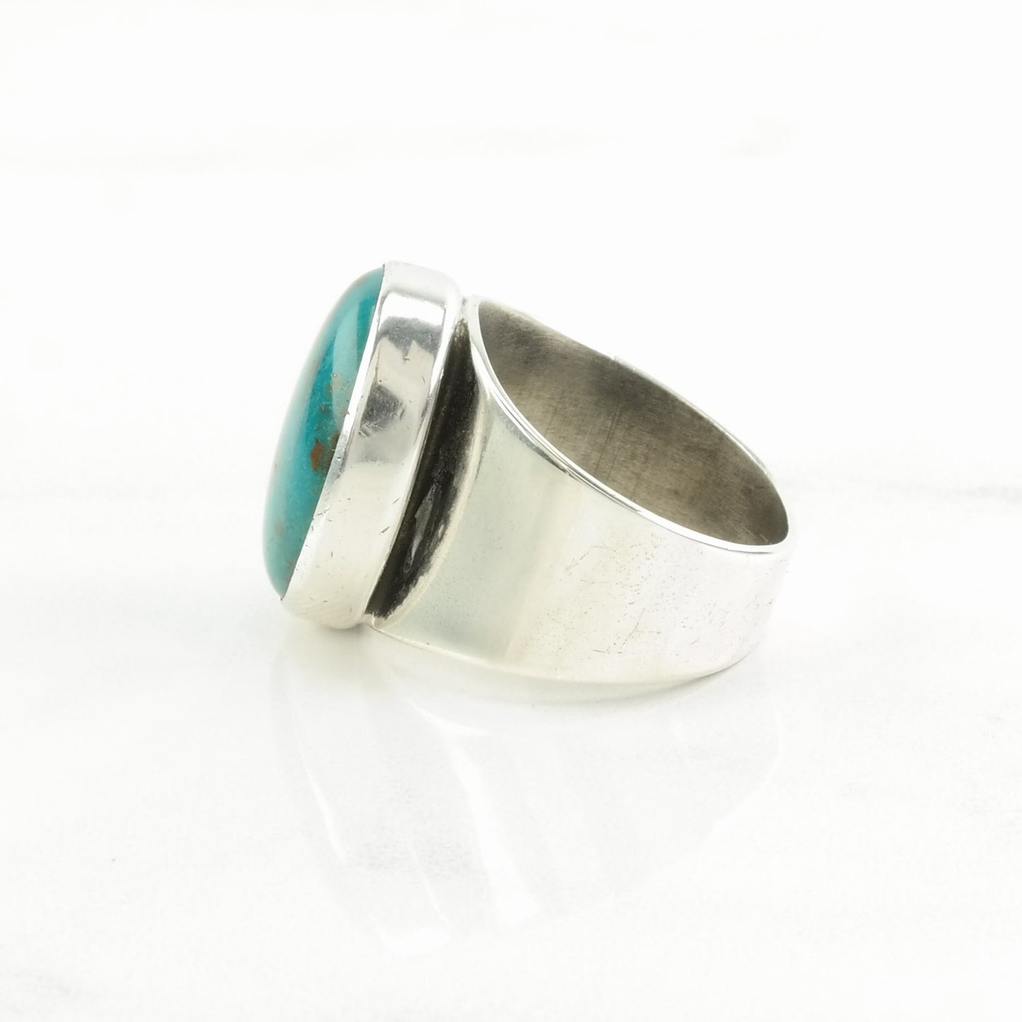 DTR Silver Ring Turquoise Modernist Sterling Blue Size 7 1/4