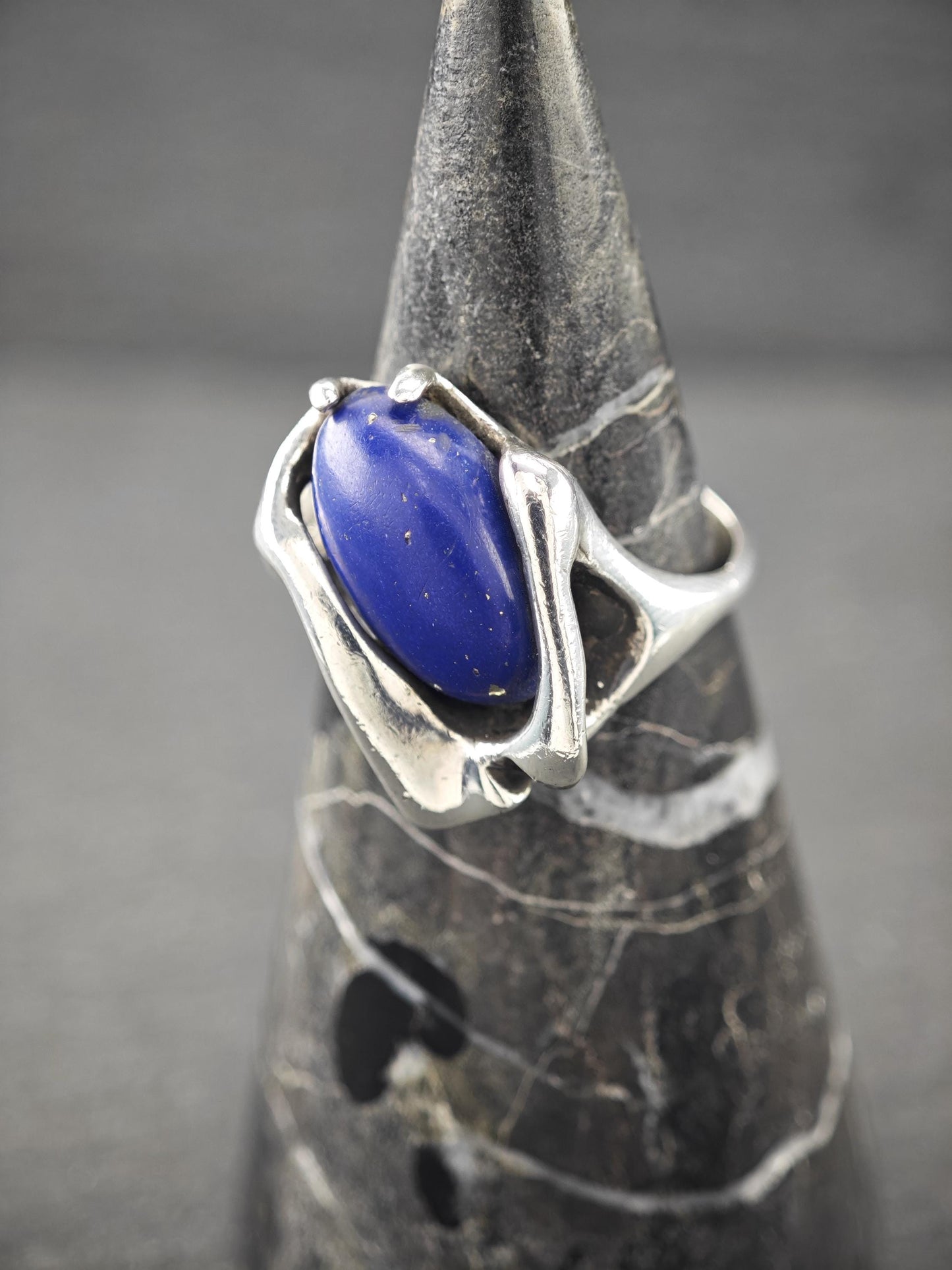 Vintage Abstract, Lapis Ring Sterling Silver