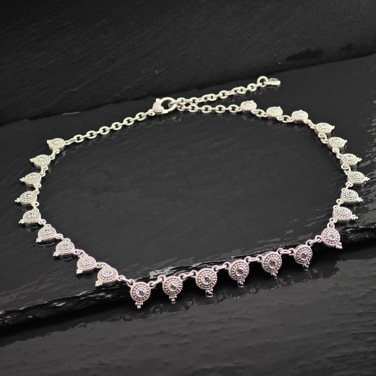 Vintage Judith Ripka CZ Sterling Silver Necklace N2801