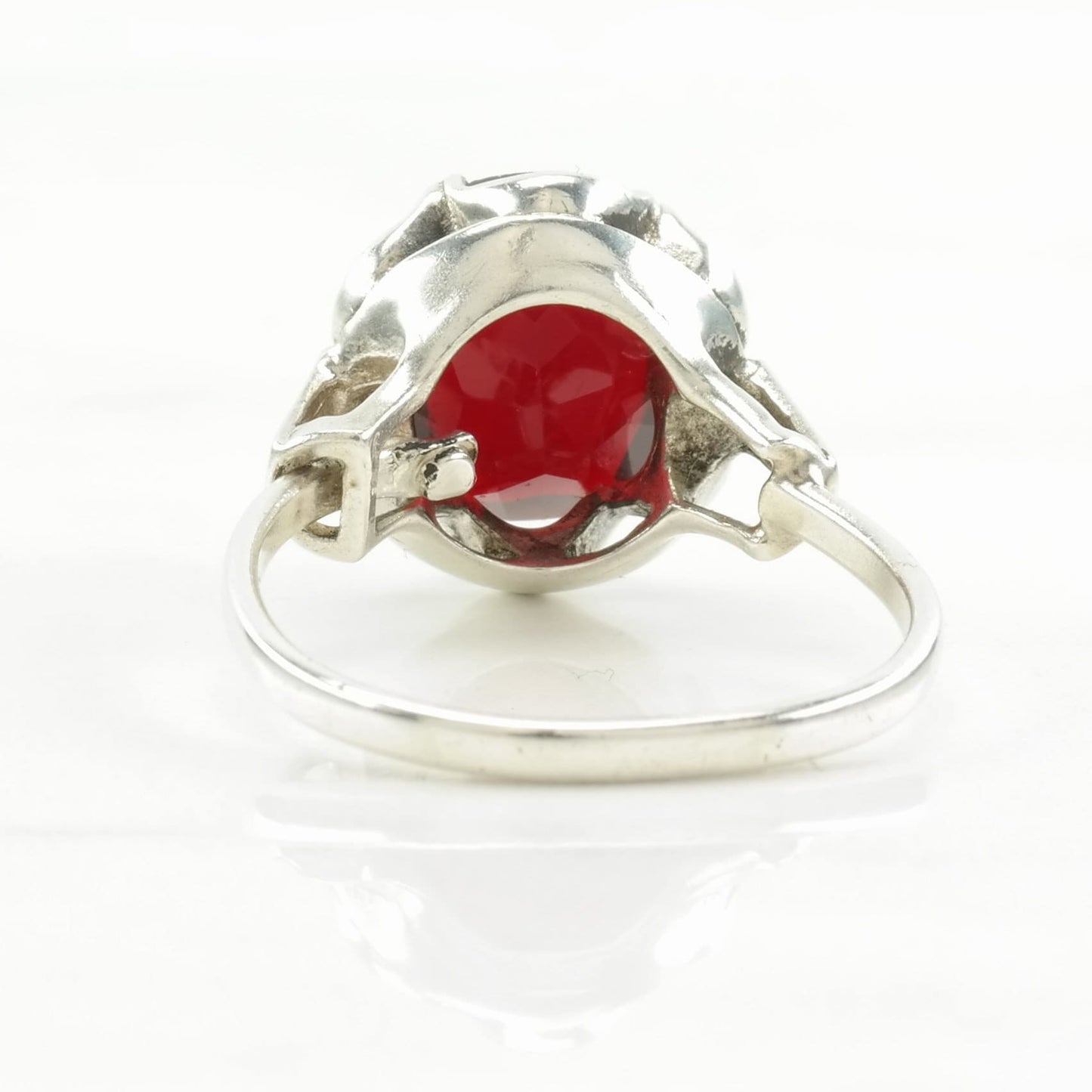 Sterling Silver Ring Paste Red Size 8 + (adjustable)