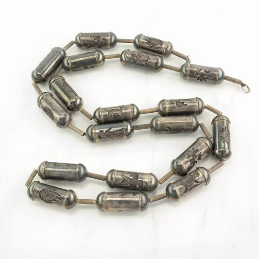 Reserved, Layaway for Morgan Vintage Ben Nighthorse Sterling Silver Beaded Stamped Necklace