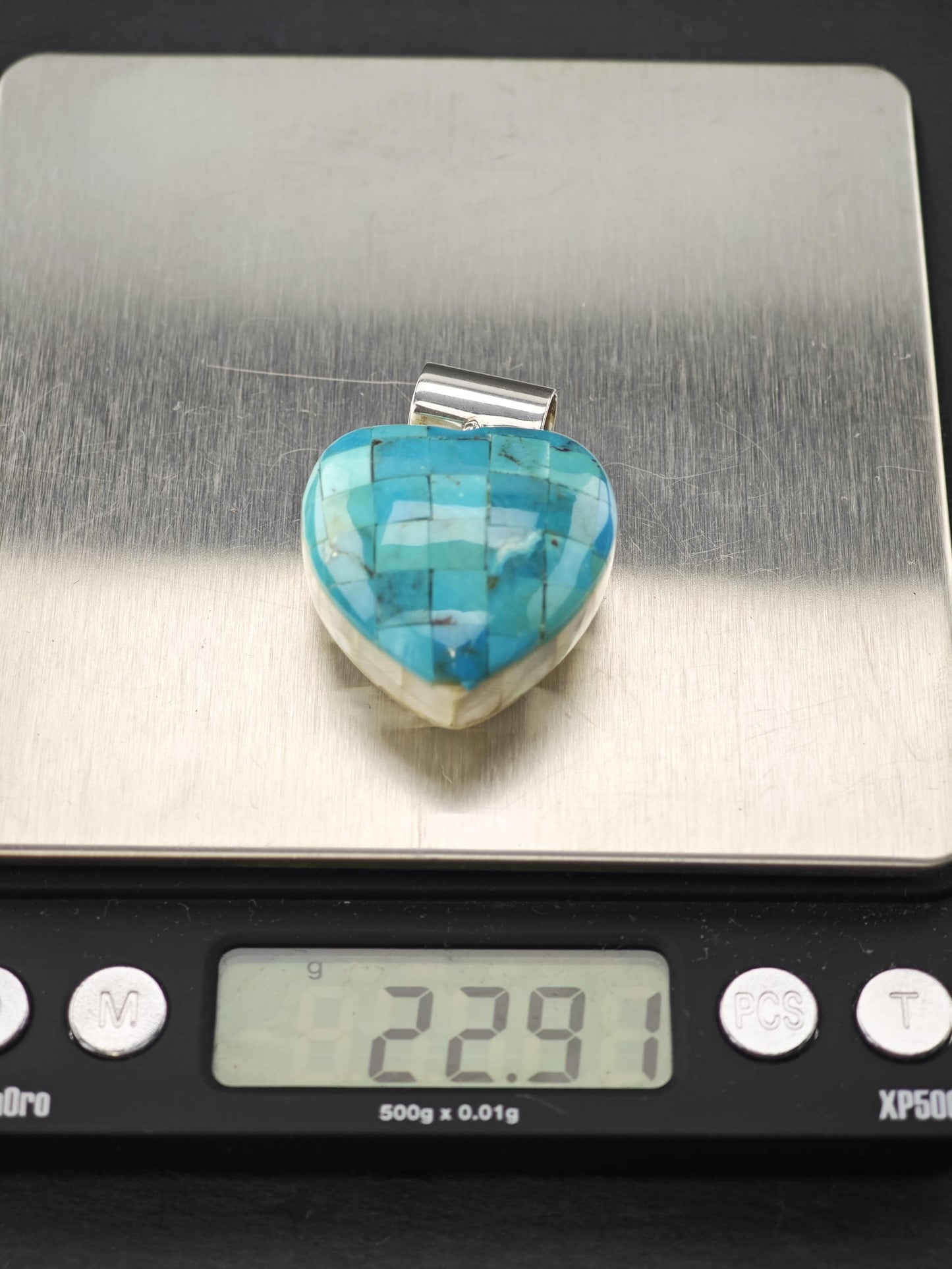 DTR Reversible Heart Pendant, Inlay Sterling Silver